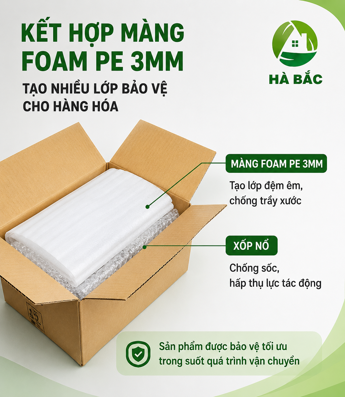 Màng foam pe kết hợp với xốp nổ