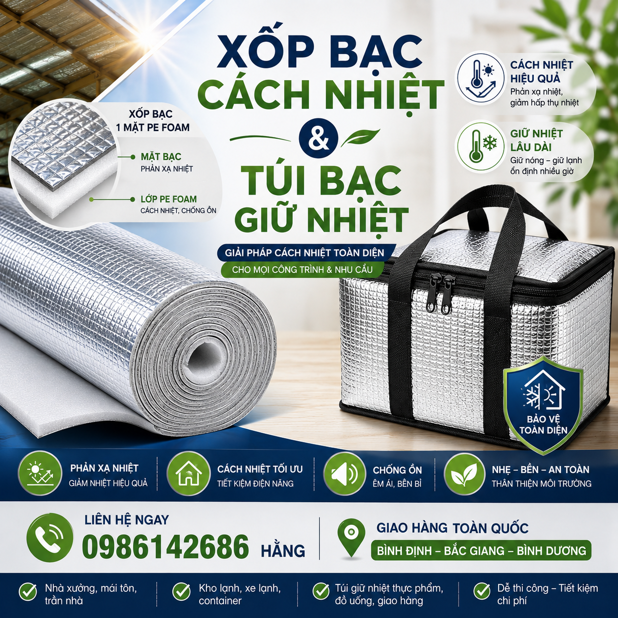 Xốp Bạc Cách Nhiệt 2mm Đến 4cm Giá Sỉ – Túi Bạc Cách Nhiệt Thực Phẩm