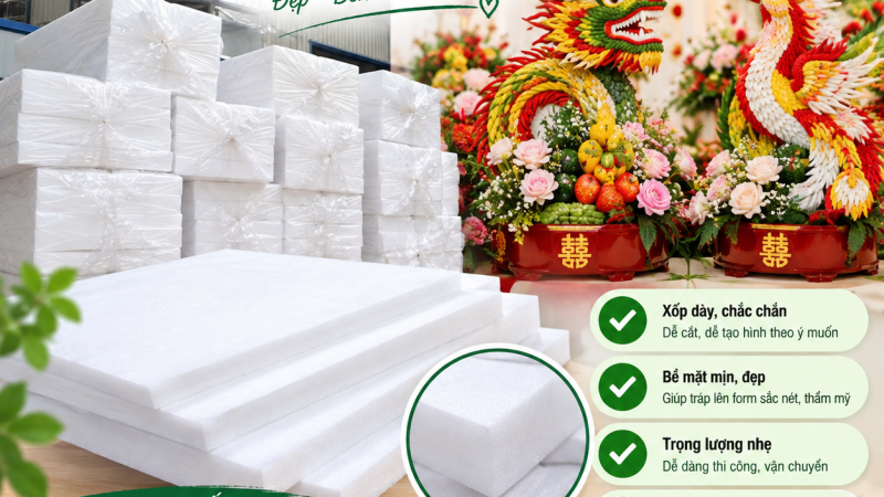 Mút xốp dẻo làm hoa dễ cắt, dễ tạo hình theo yêu cầu