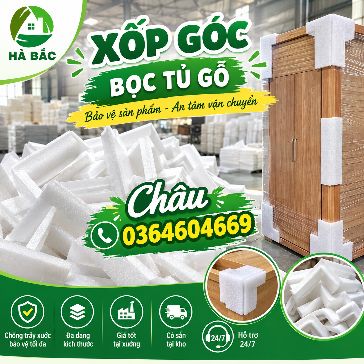 Xốp góc bảo vệ tủ gỗ, nội thất cao cấp – Giải pháp đóng gói an toàn