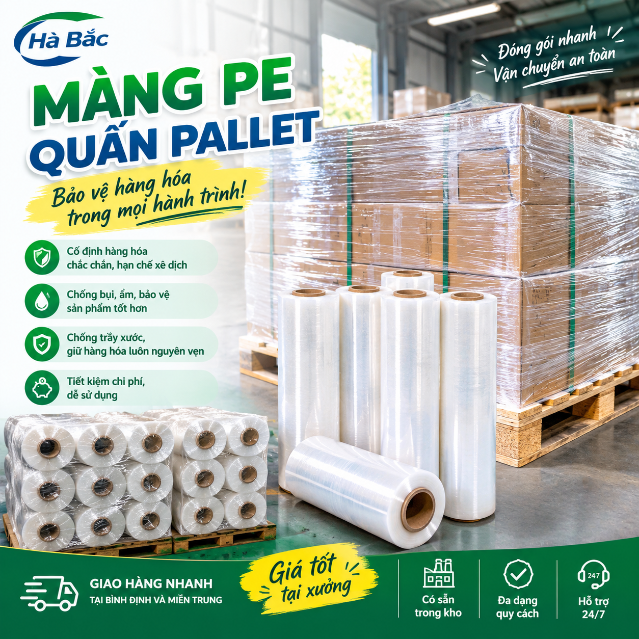 Màng PE quấn pallet – Giải pháp bảo vệ hàng hóa khi vận chuyển