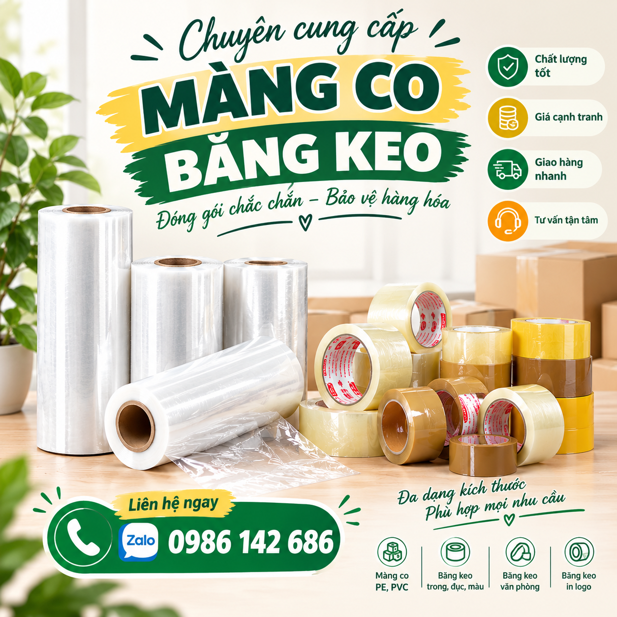 Màng Co Băng Keo Đóng Gói – Giải Pháp Đóng Gói Hàng Hóa Tiện Lợi số 1
